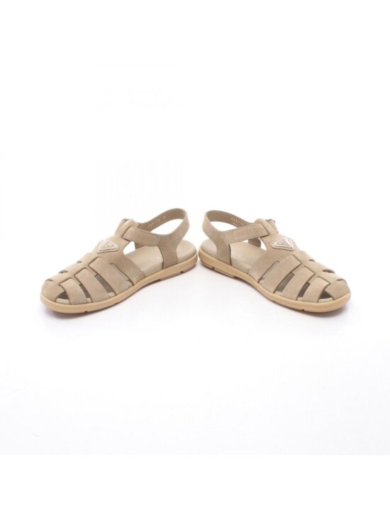Prada Sandals Triangle Logo Fisherman Beige Suede main image 6